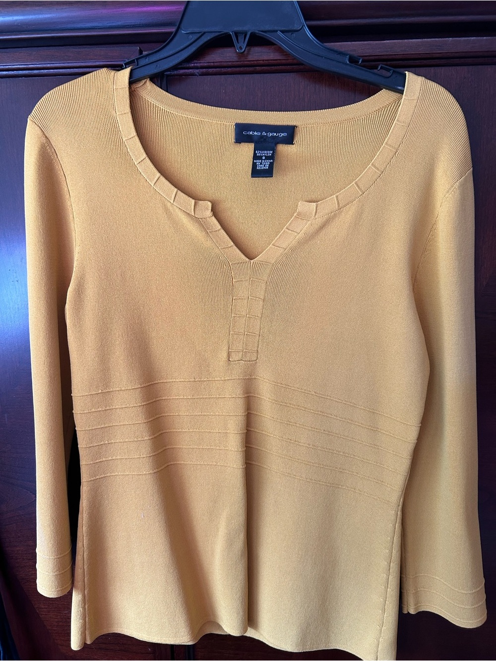 Cable & Gauge Mustard V-Neck Knit Top